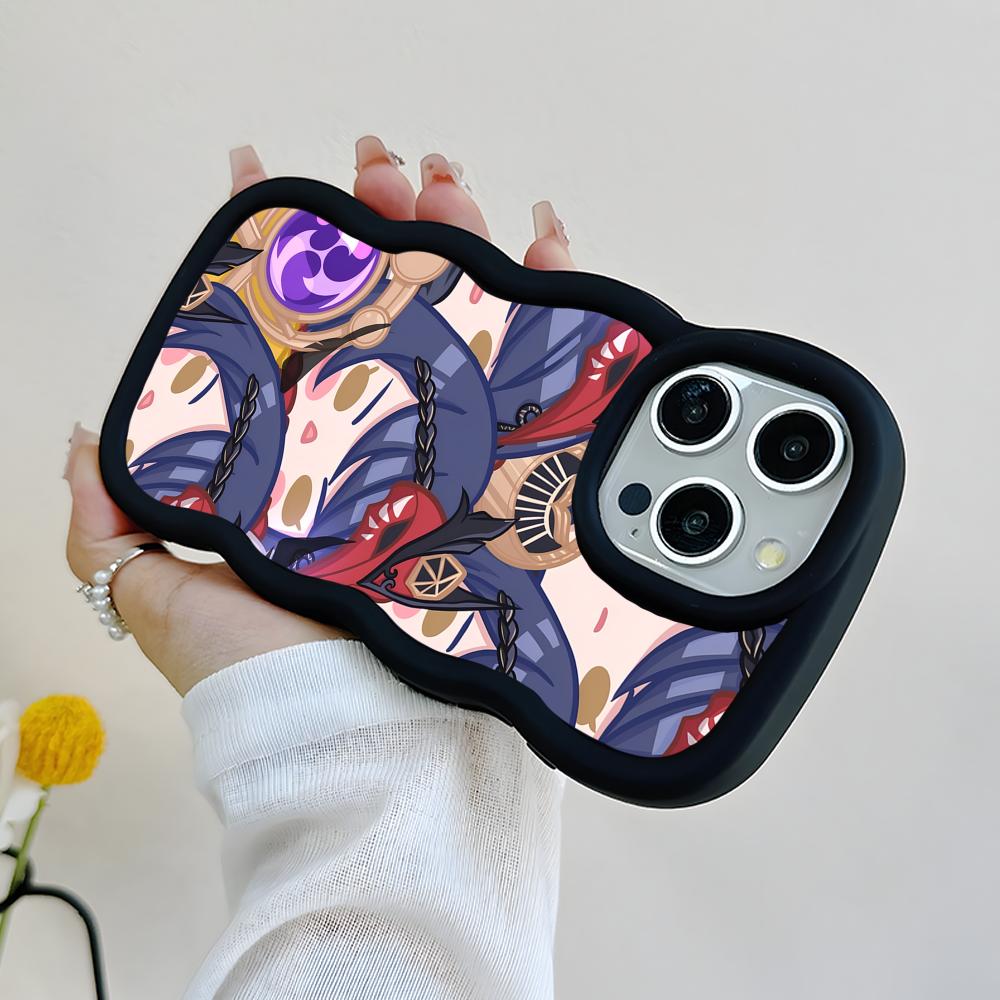 Game GI Kujou Sara Mobile Phone Case for iPhone 17 16 15 14 13 12 11 Air Pro Max Plus Wavy Edge TPU Colorful Cover Luxury Pretty