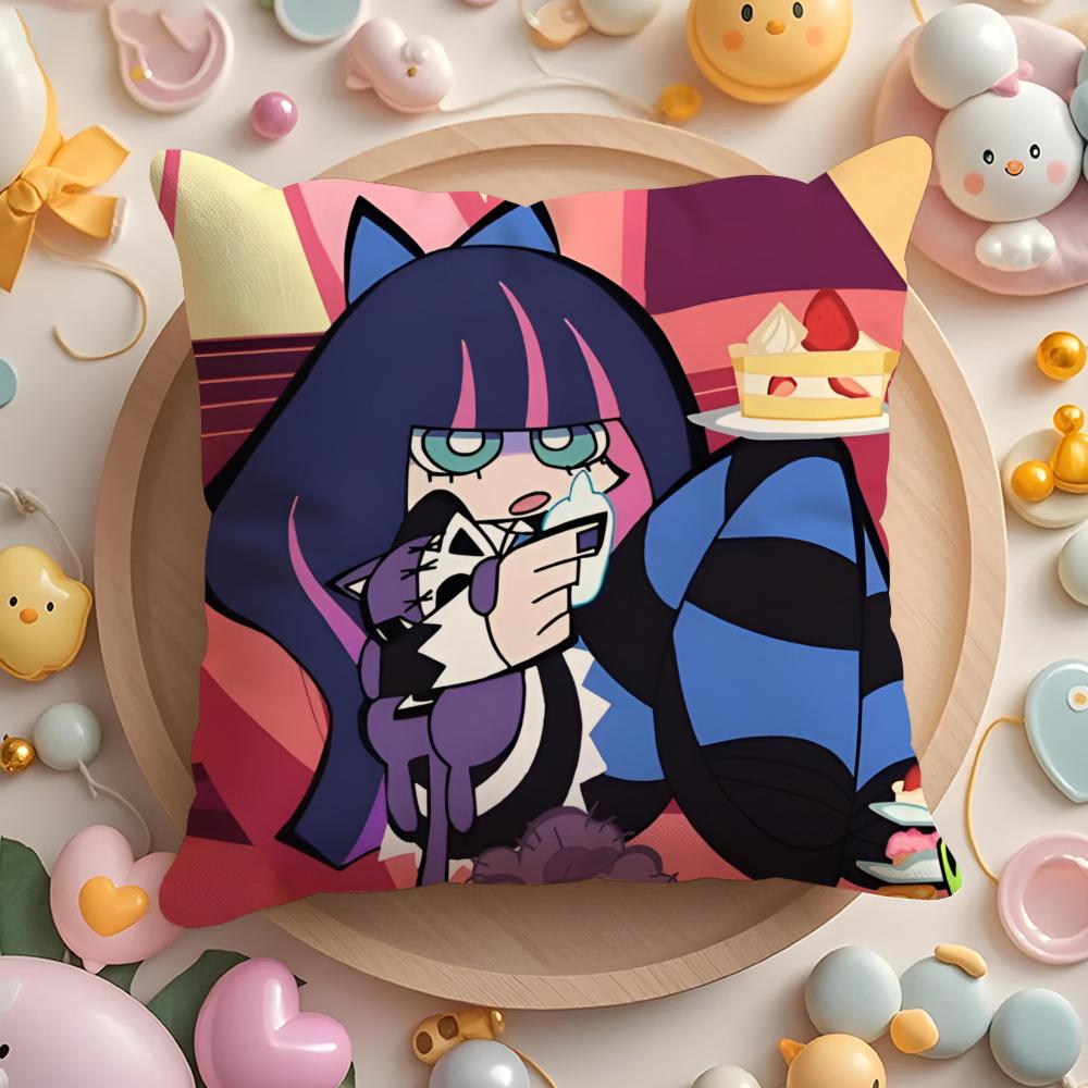 Anime P-panty and stocking Cushion Cover Home & Car Multi-Scene Pillow Cover - Reversible, Soft & Durable for Daily Use
