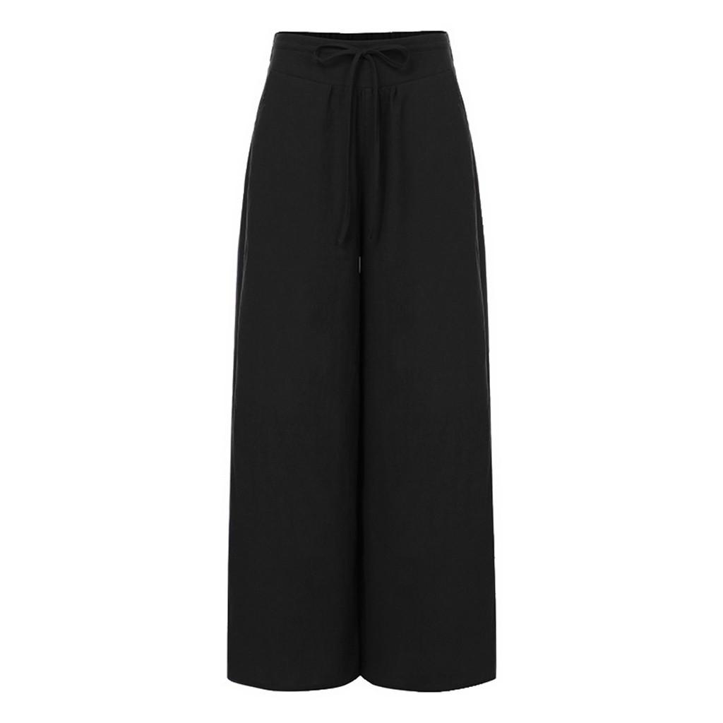Women Casual Ankle-Length Pants Loose Hot Pants Cotton And Linen Long Trousers