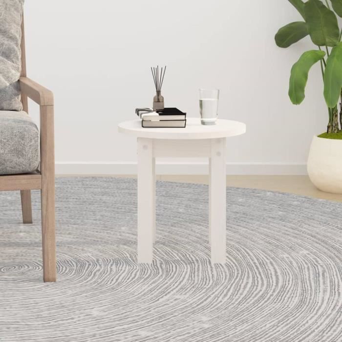 VidaXL Table basse Blanc Ø 35x35 cm Bois massif de pin 822338