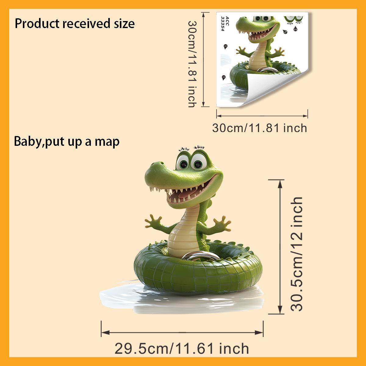 Мультяшные наклейки-аллигаторы на унитаз, водостойкие самоклеящиеся декали для декора ванной комнаты 30x30cm