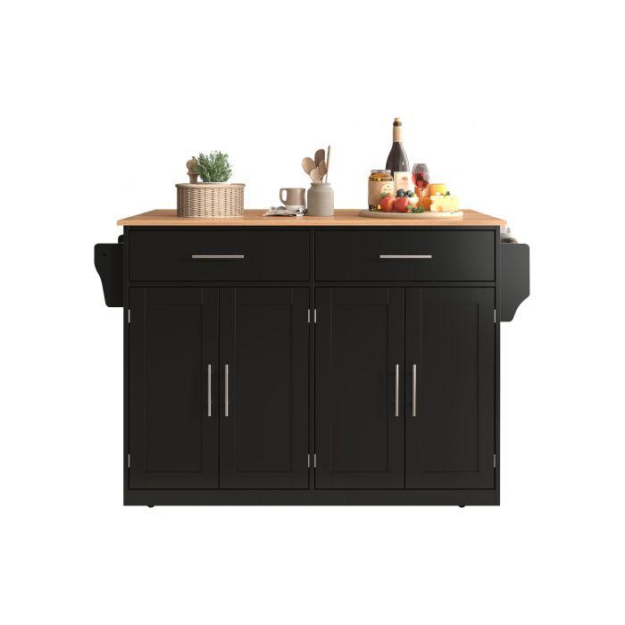 Carrello da sala da pranzo - MUVOE - Pieghevole - Nero - Legno massello - Ruote