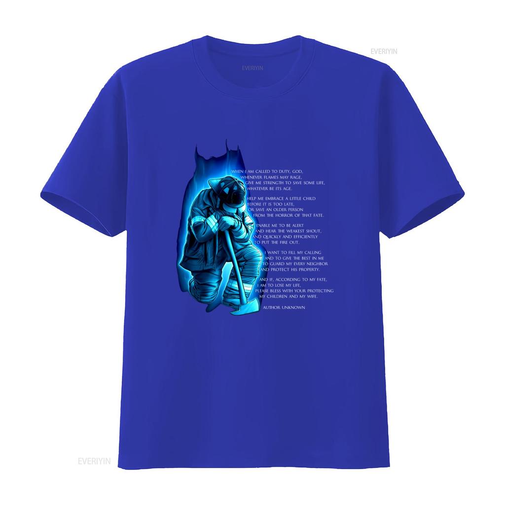 Fire Department Firefighter Poem Oath T Shirt Valor Service Honor Large Size vintage Washed designer clothes Versatile