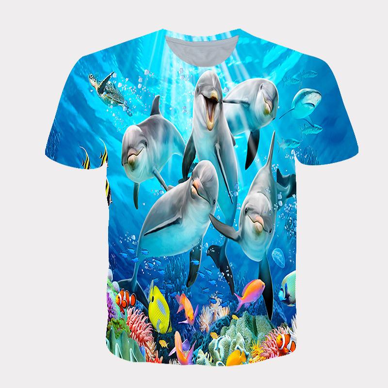 Kawaii Delfíni 3D Potisk Dětské Tričko Letní Móda Ležérní Kreslené Tričko Chlapec Dívka Unisex Dětské Oblečení Tričko Topy