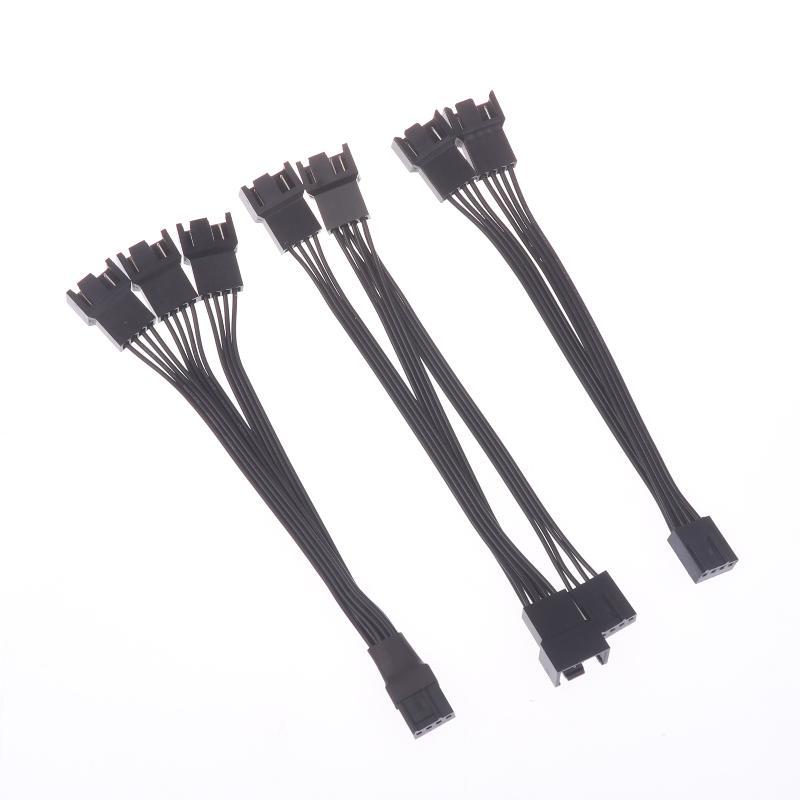 4Pin PWM Fan Splitter Extension Cable 1 To 2 3 Ways Black Sleeved for Desktop Workstation Cooling