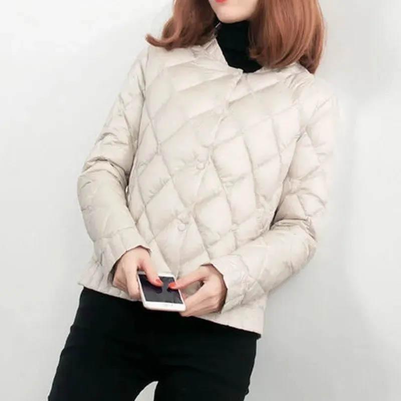 Women's Autumn and Winter Small Cotton-padded Jacket Short Lightweight Down Coat Thin Middle-aged Winter Stand-up Collar Parka Outwear