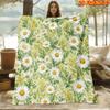 1pc 2D Flat Printing Spring & Summer New Arrival Fresh Daisy and Floral Print Digital Printed Blanket, Suitable for All Seasons, Casual Throw Blanket,