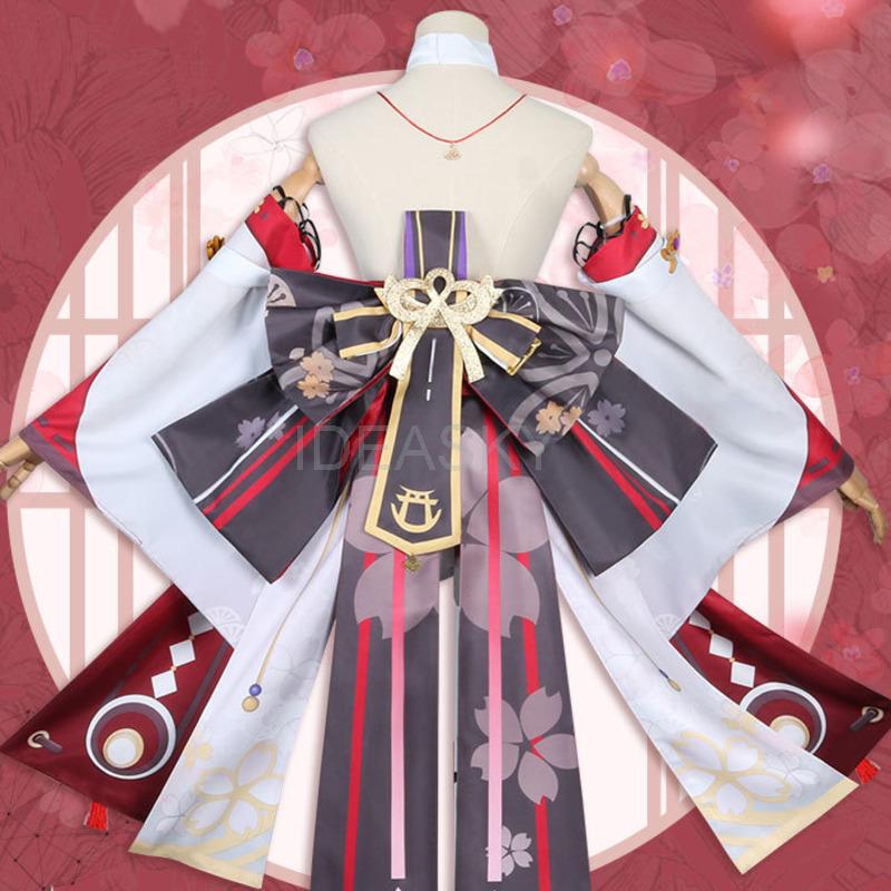 Guuji Yae Yae Miko Cosplay Ears for Man Vision Ear Tail Wig Shoes Accessories Maid Costume Long Dress