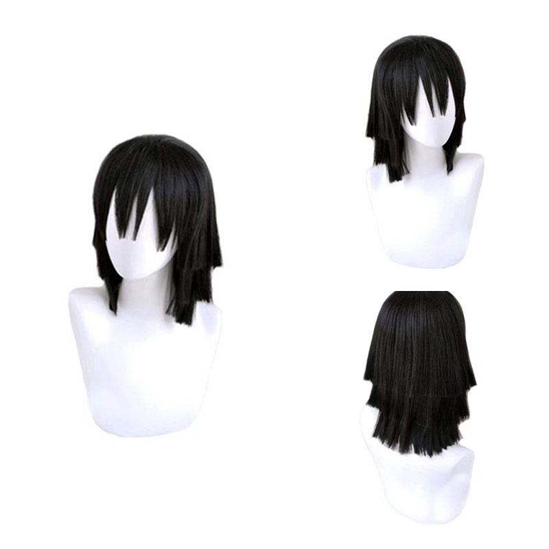 Stylish Black Layered Short Hair Wig For Cosplay Demon Slayer Kimetsu No Yaiba
