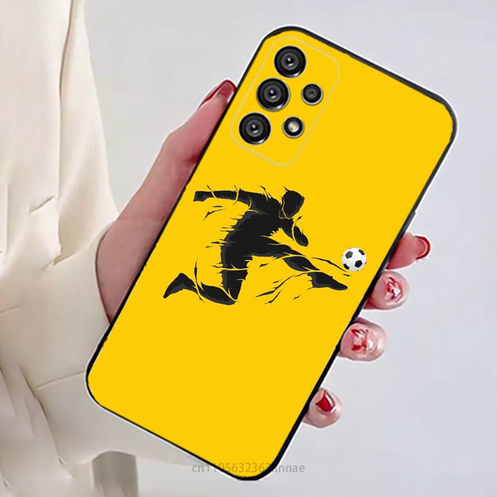 Fire Football Soccer ball  Phone Case For Samsung Galaxy A13,21s,22,31,32,52,53,71,80,A91 Soft Black Shell