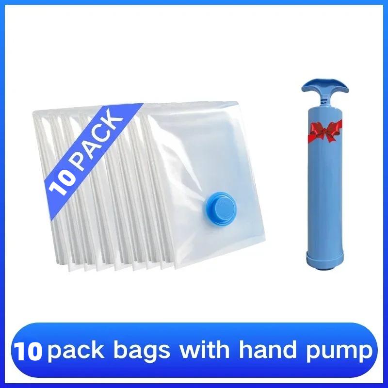 

11 шт. пакеты на молнии Вакуум и крышка для насоса Хранение одежды Большой пластиковый компрессионный пустой пакет Дорожные аксессуары Контейнер для хранения 40x60cm