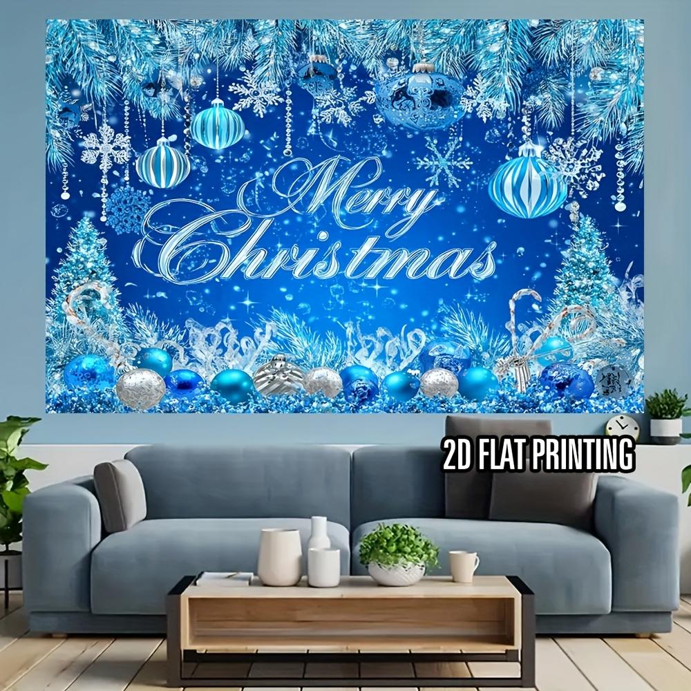 1Pcs Blue Christmas with Merry Decoration Background Winter Backdrop Decorations For Photo Studio Photo Booth Christams Party
