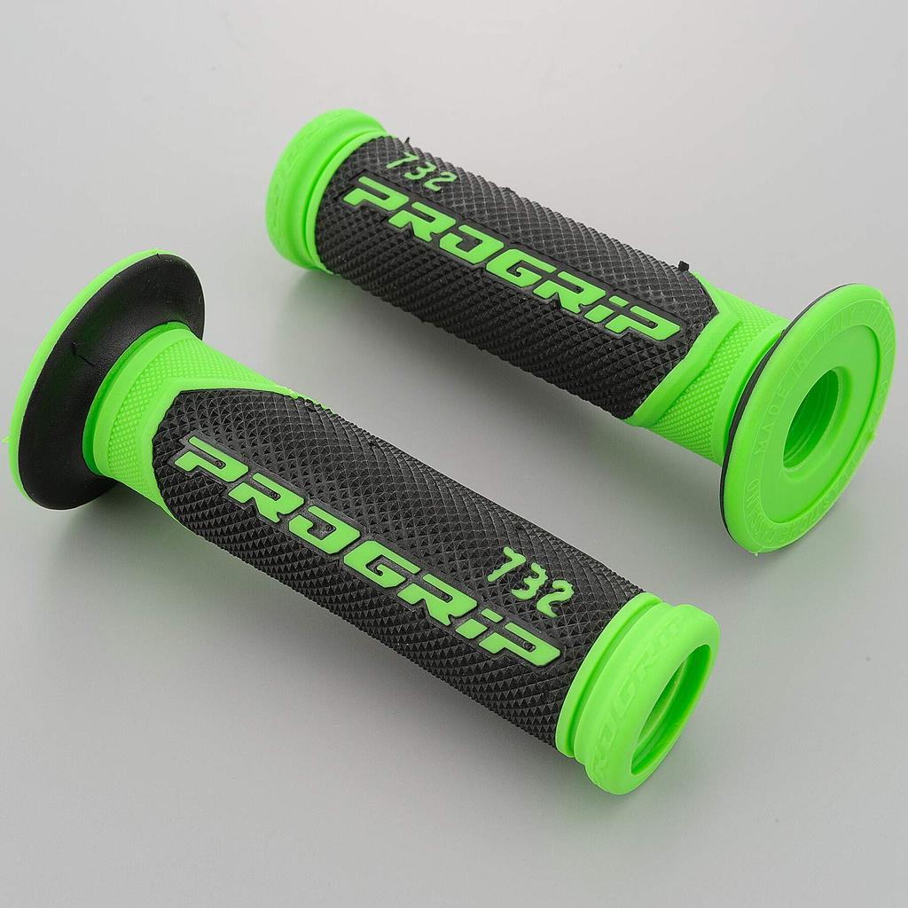 Daytona PROGRIP 732 Typ Motorrad für Durchmesser 98097 Griffe, 125mm, 22,2mm Lenker, Antivibrationsgel, Durchstoßende Enden, Schwarz/Grün,