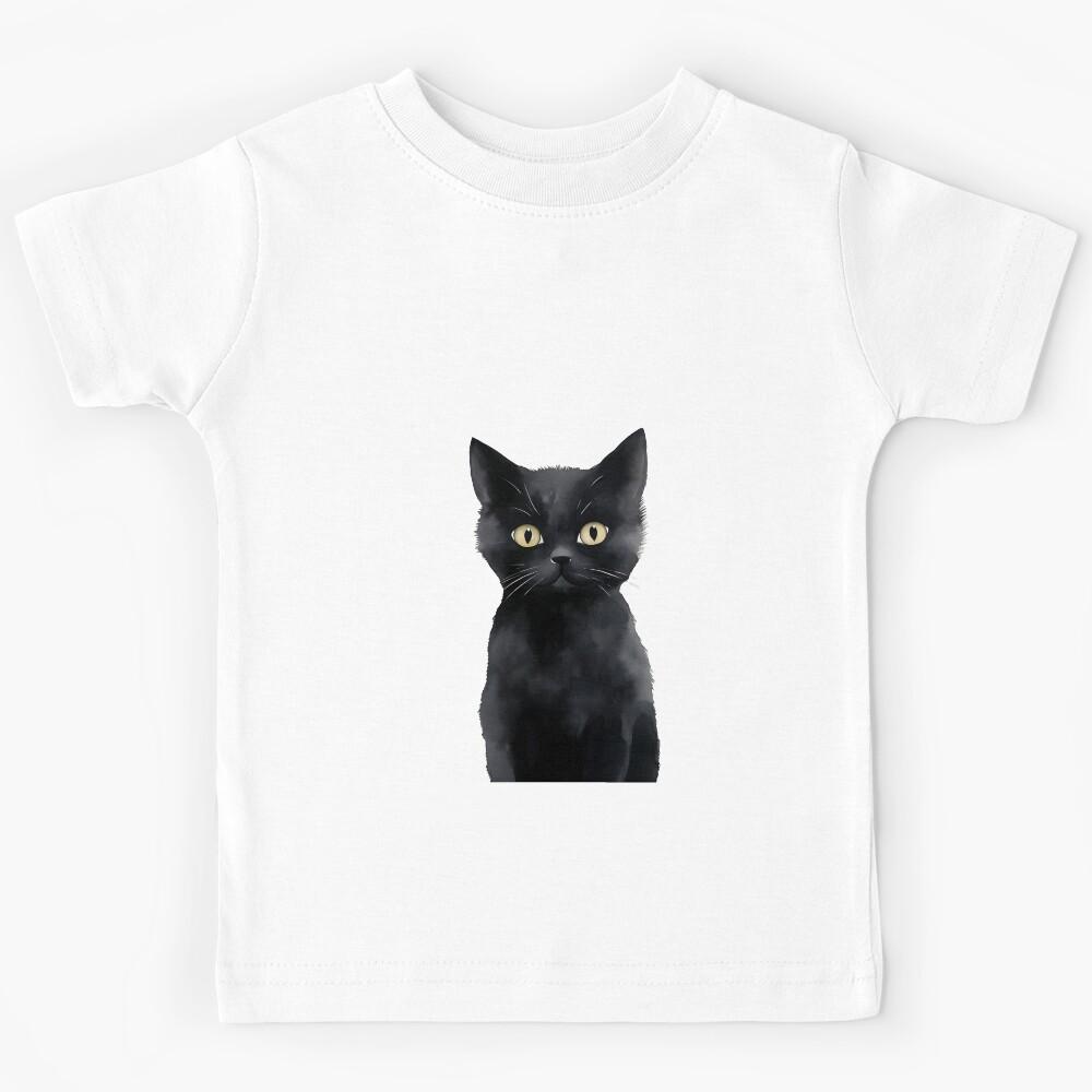 Black Cat Watercolor Kids T-Shirt 120
