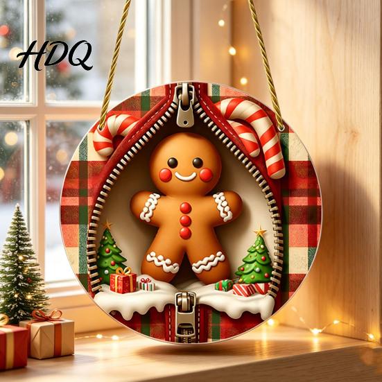 Unique Holiday Souvenir Gifts Double-sided Acrylic Christmas Hanging Ornaments Xmas Cartoon Snowman/Penguin/Gingerbread Man/Santa Claus Indoor