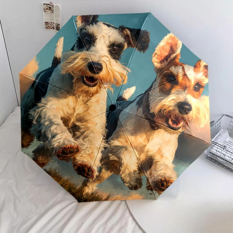 

Schnauzer pattern, automatic folding umbrella, portable and foldable design, 8 ribs, a Christmas or birthday gift.