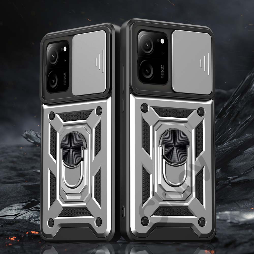 

Противоударный бронированный чехол для Xiaomi Mi 13T 12T 11T Pro, автомобильный держатель, чехол для телефона Mi 14 13 12 11 Lite, защита объектива камеры, Fundas For Mi 11Lite серебряный