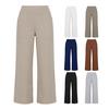 Women Cropped Pants High Waisted Straight Wide Leg Casual Pants with Pockets Loose Fit Vacation Office Trousers
