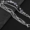 Edelstahl Doppellagenarmband Perlenarmband Kettenarmband Geeignet für Männer und Frauen Modeschmuck Geschenk