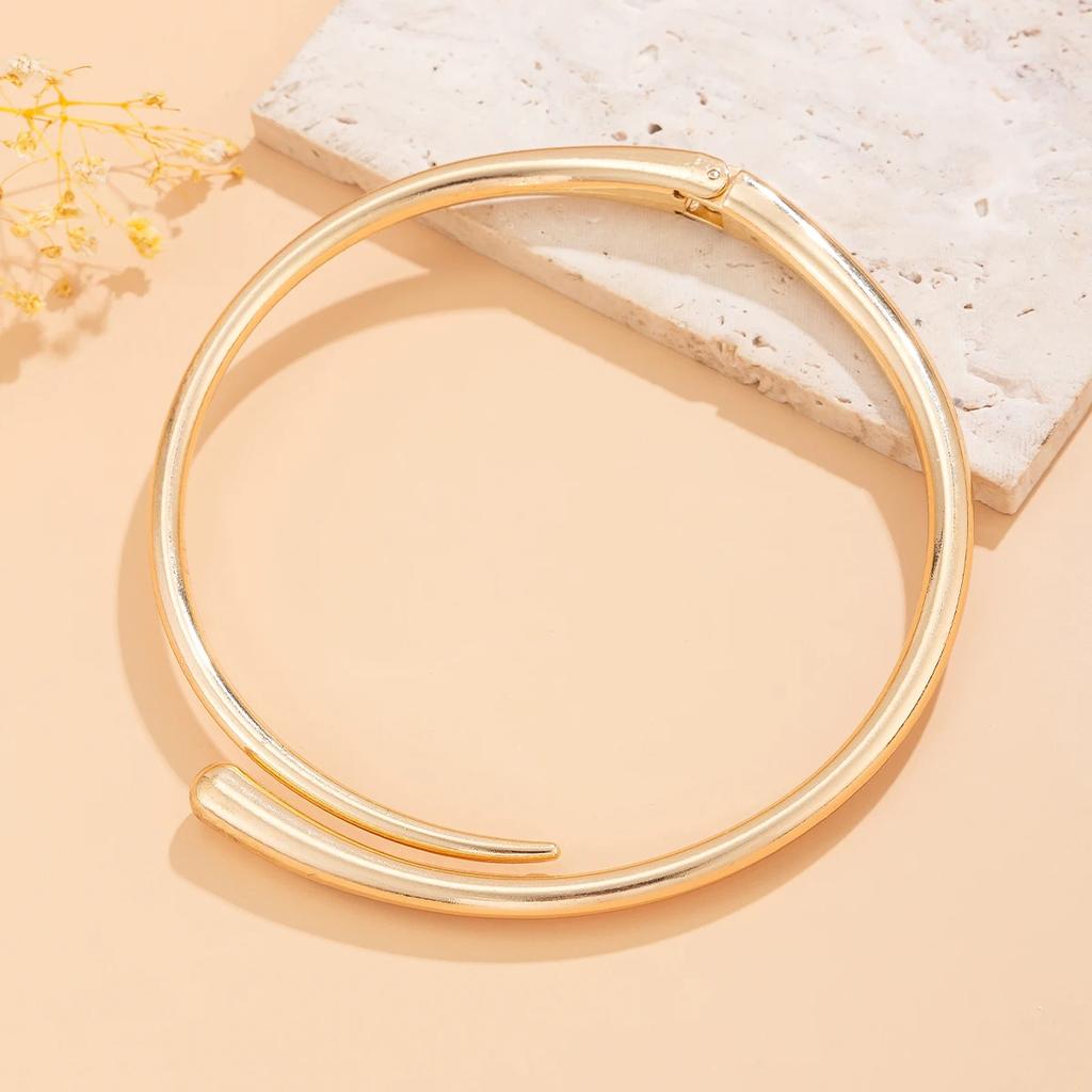 New Punk Water Drop Torques Choker Necklace Open Cuff Bangle for Women Wed Bridal Adjustable Rings Party Grunge Jewelry Set