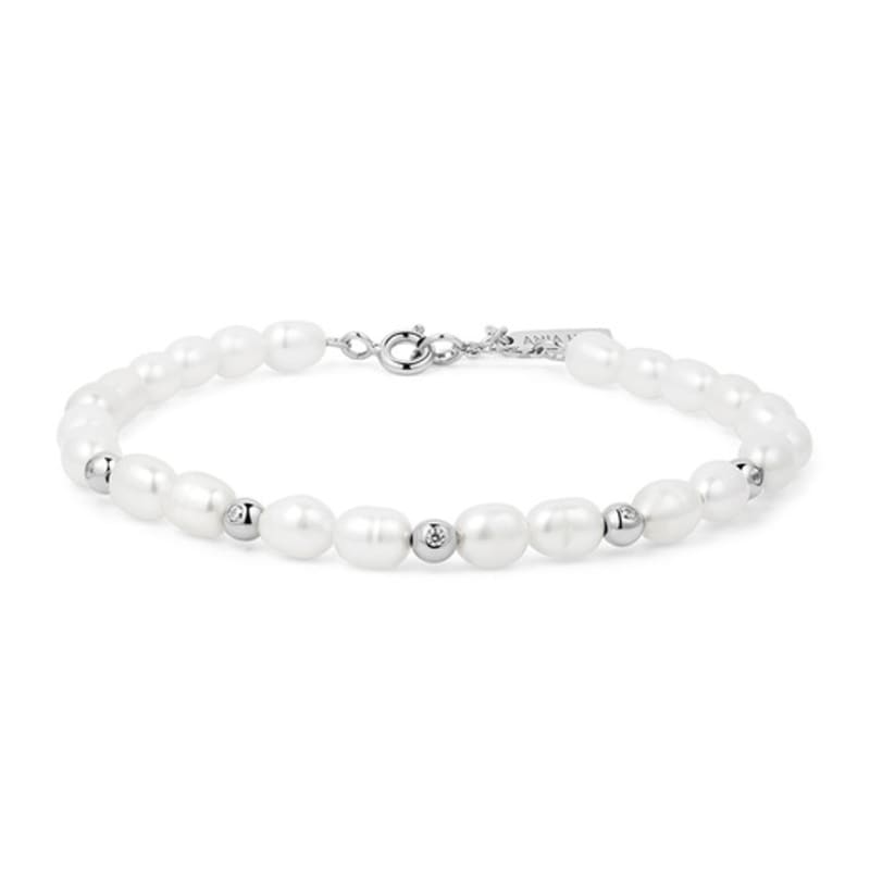 ANIA HAIE Natural Freshwater Pearl Cubic Zirconia Bezel Set 925 Silver Bracelet B058-05H
