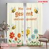 2pcs 2D Flat Printing Window Curtains Here Buzzing Not Mowing 100% Polyester Fabric Without Electricity Holiday Decorations