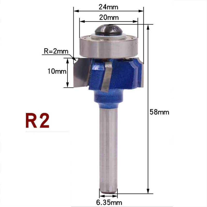 

Фреза круглая с хвостовиком 6,35 мм R1 R2 R3 для фрезерования кромок и отделки древесины, профессиональная, из легированной стали, классическая B