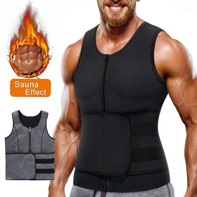 Korsett Herren Schlankheitsgürtel Fitness Neopren Saunaanzug für Männer Taillentrainer Weste Reißverschluss Body Shaper mit verstellbarem Tank Top