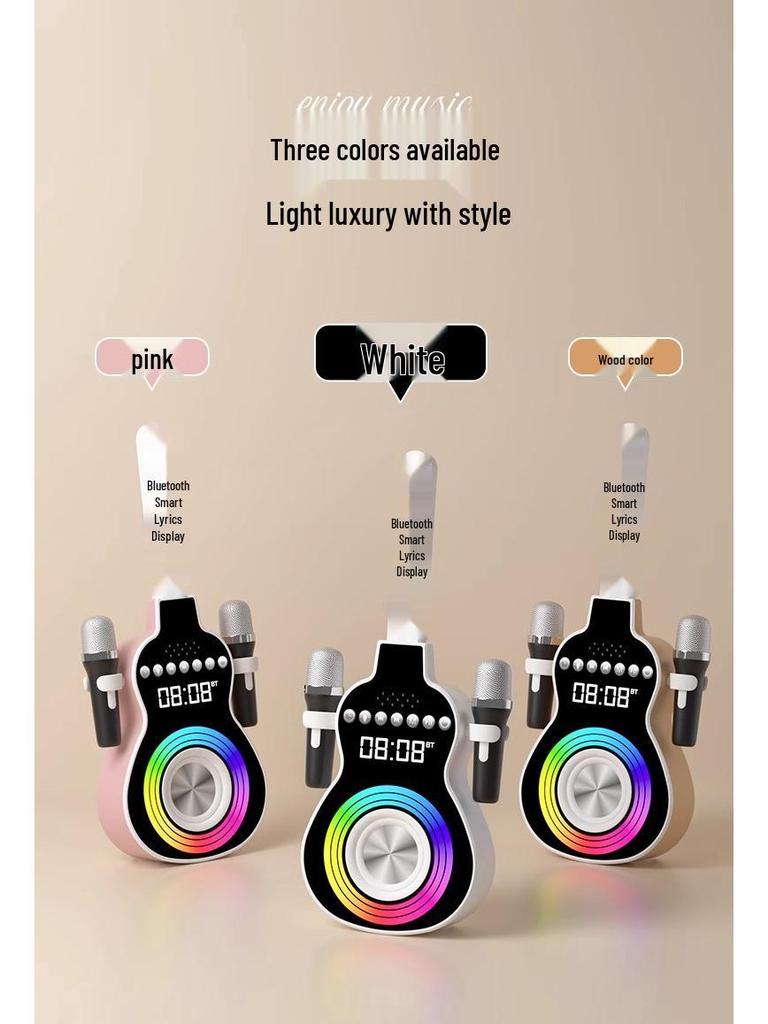 Children's Bluetooth Singing Speaker with Dual Microphones—Ideal Birthday Gift for Family Karaoke with Display Lyrics