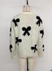 2026 Autumn/Winter Women's Bow Jacquard Round Neck Long Sleeve Sweater