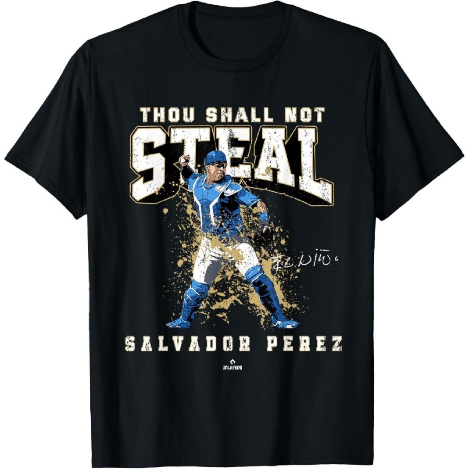 

Thou Shall Not Steal Salvador Perez Kansas City MLBPA T-Shirt XXXXXL