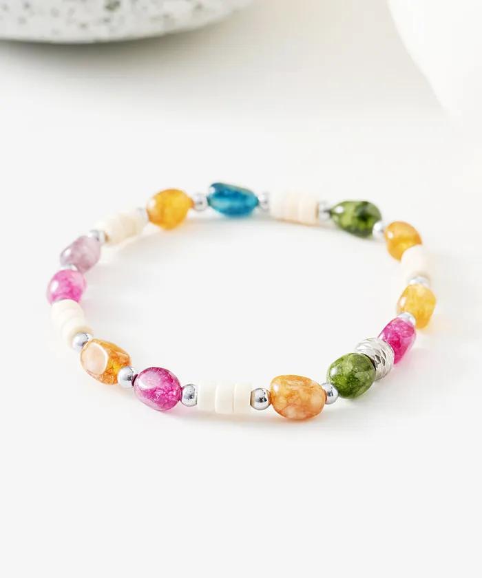 Multi Candy Stone Mix Bracelet (PLT-BR-060_YL)