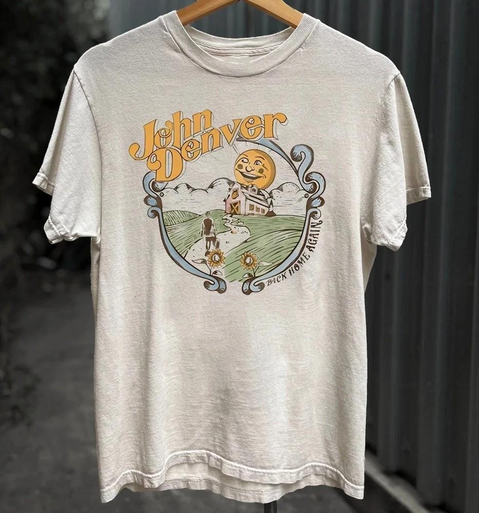 

John Denver back Home Again White T Shirt Full Size S5XL Unisex T-Shirt XL
