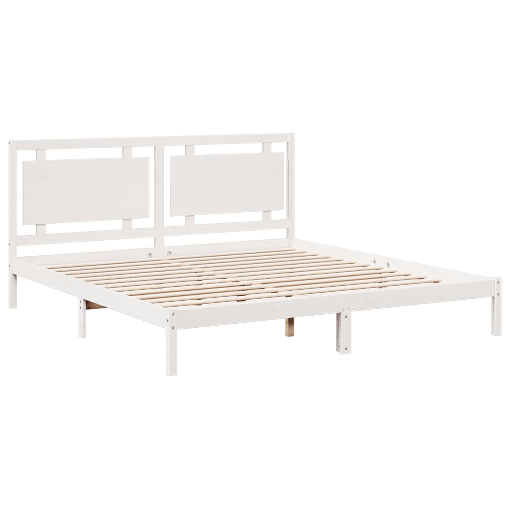 Vidaxl Dłuższe Łóżko Bez Materaca, Białe, 200X210 Cm, Lite Drewno