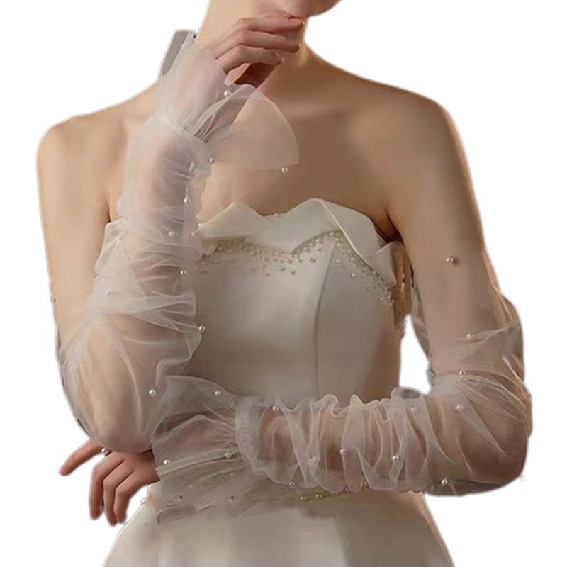 Mangas Falsas de Encaje con Volantes Multicapa para Mujer Puños de Muñeca Mangas Falsas Desmontables Puños Elásticos Decorativos