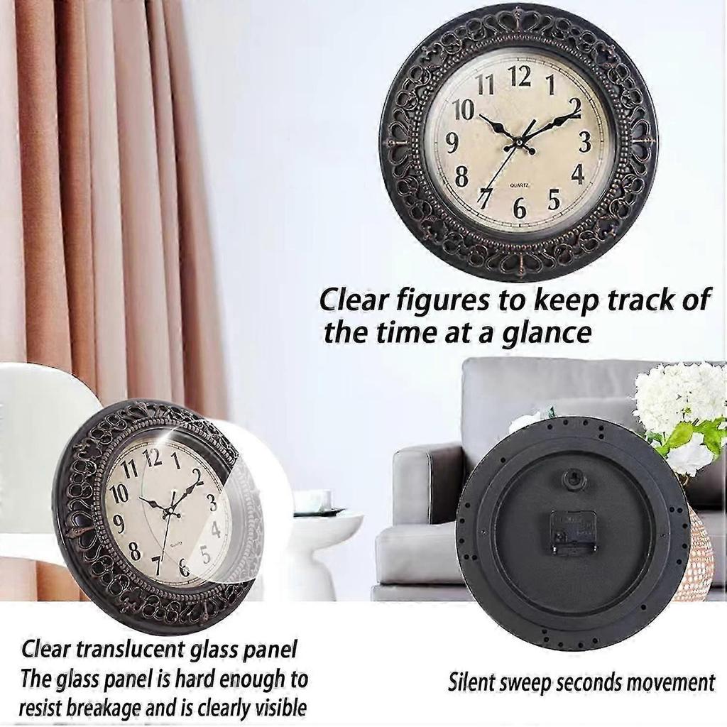 Wall Clocks Vintage Wall Clock Wall Clock Without Ticking Noises, Silent Wall Clock, 12 Inch Round Wall Clock For Wall Decoration Bedroom Room