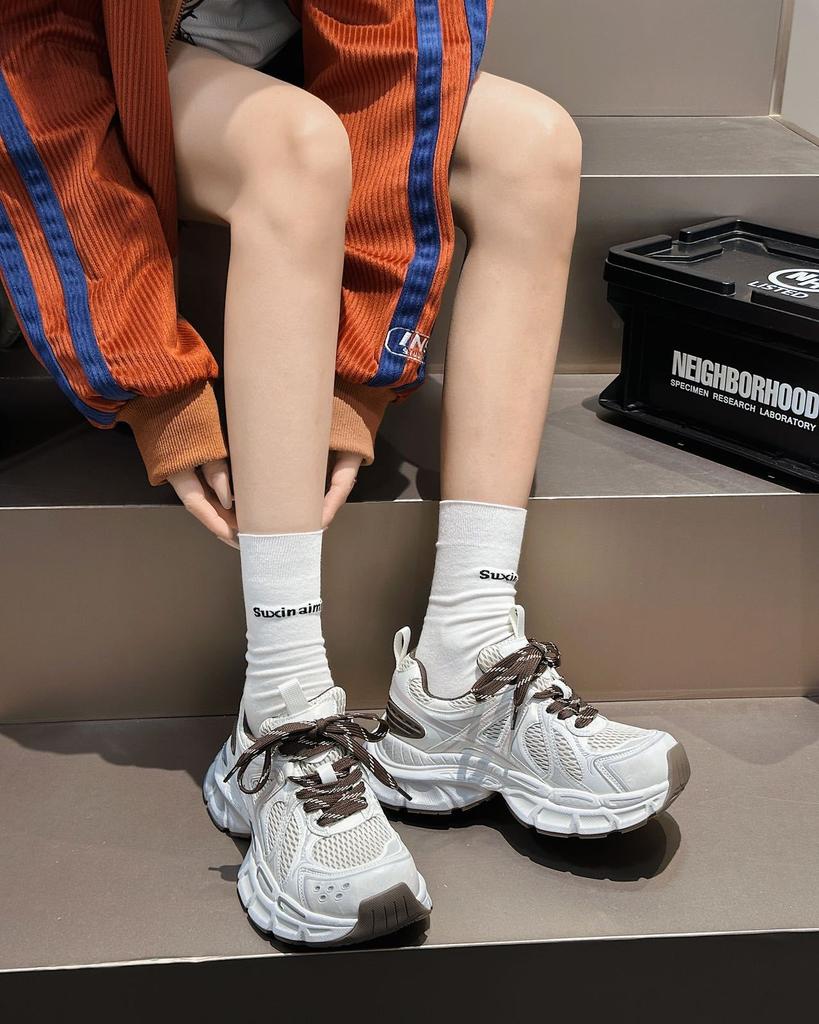 Sneakers women's shoes 2025 new autumn retro versatile silver heightening shoes platform breathable dad shoes women's