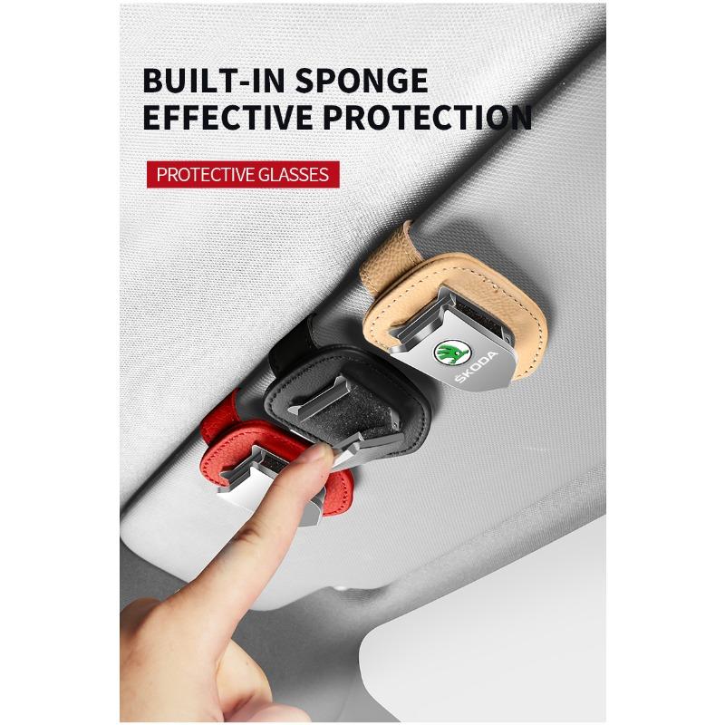 Auto Sun Visor Glasses Box Sunglasses Clip Card Ticket Holder Stand For Skoda Octavia Superb Rapid Kodiaq Karoq Fabia Kamiq Roomster Citigo