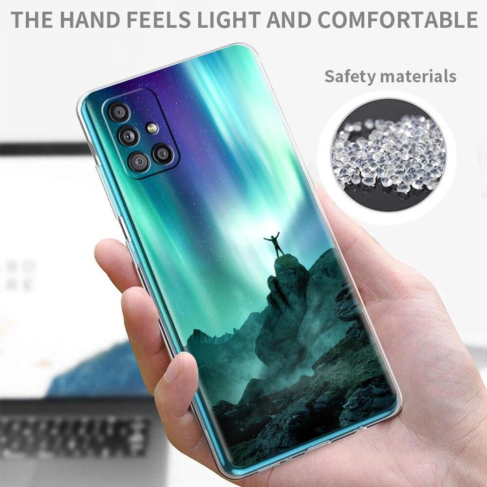 Etui na telefon Aurora Borealis dla Samsung Galaxy A51 A71 A21S A12 A11 A31 A41 A52 A32 5G A72 A01 A02S Miękkie silikonowe przezroczyste etui