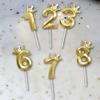 1 Pc Gold Crown Digital Candle Number Birthday Cake Candle Kids Birthday Party Wedding Cake Candle 0-9 Number Candle