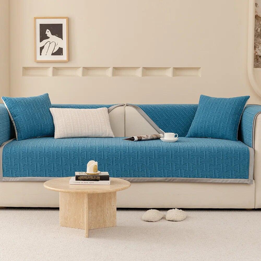 Wohnzimmer-Sofabezug, universell, rutschfest, kariert, Sofabezug, weich, hautfreundlich, High-End-Möbel-Kissenbezug, Stoff, individuell