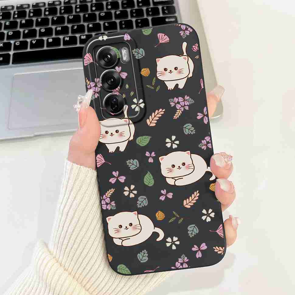 Silicone Case For Oppo Reno12 5G Colorful Small Cat Soft Cover For Oppo Reno 12 F 12F Reno12 FS 5G Protectors Cases Coque