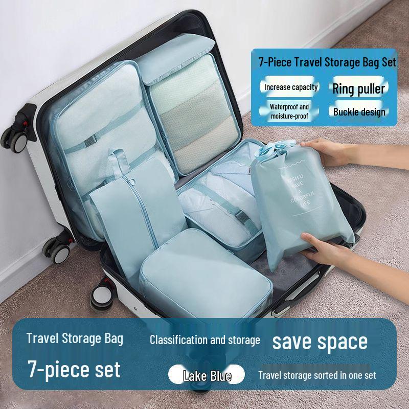 7-Piece Travel Organizer Set for Clothes, Underwear, Shoes, and Accessories