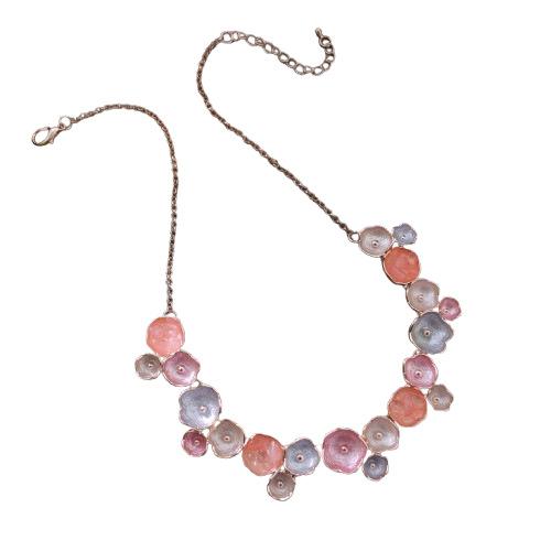 Luxury New Color Oil Geometric Round Flower Necklace, Creative Crystal Inlaid Ladies Premium Necklace