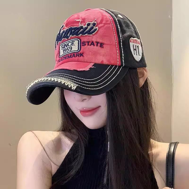 Punk Letters Embroidery Baseball Cap for Women Men Hip Hop Patchwork Snapback Peaked Hat Outdoor Sport Sunshade Street Hats