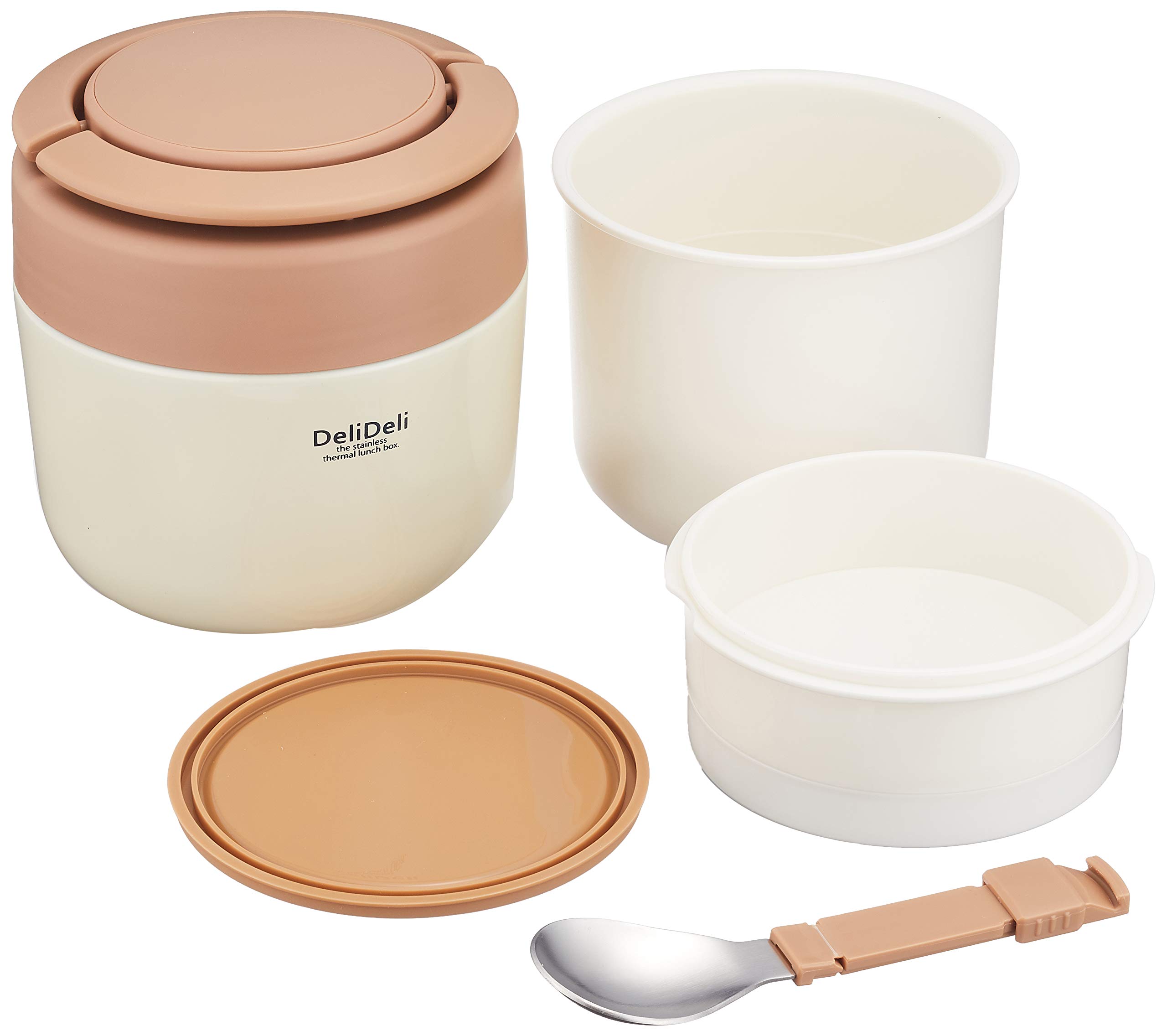 Металлический обеденный бокс-донбури Pearl Metal 390 мм с ложкой кремовый Deli Deli миска HB-3322 5540₽