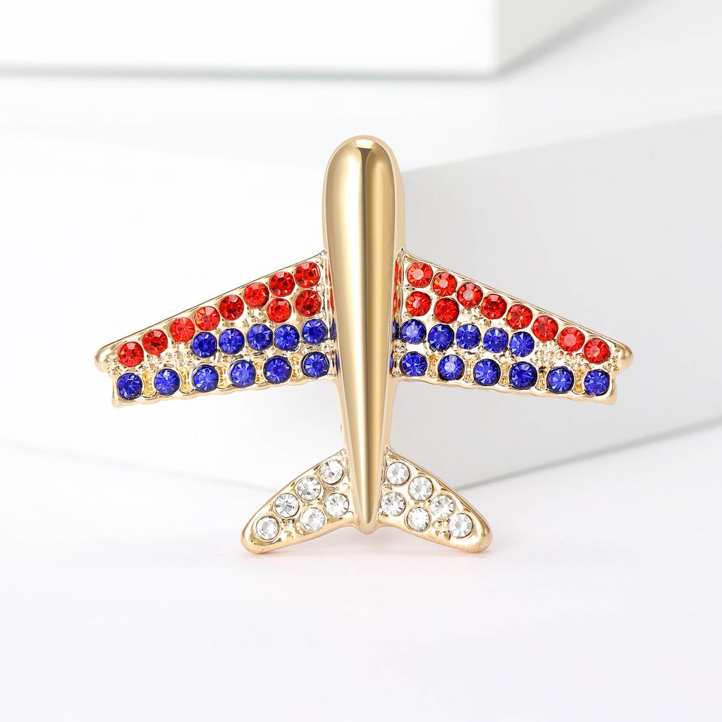 Stylish Rhinestone Aircraft Brooches for Women Enamel Transportation Pins Event Funny Luxury Gifts New Year Friends Decoration