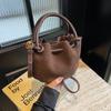 Retro Leather Bag with Ruffles  Fashion Bag with Removable Strap  High-Grade Single Shoulder Bag