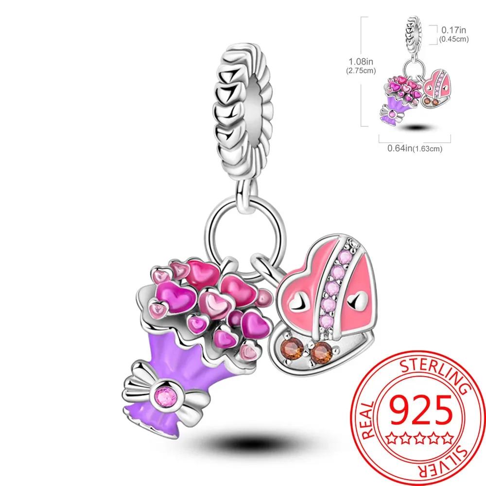 925 Silver Romantic Love Story Charm Pendant for DIY Bracelet Couple Engagement Jewelry Gifts for Her