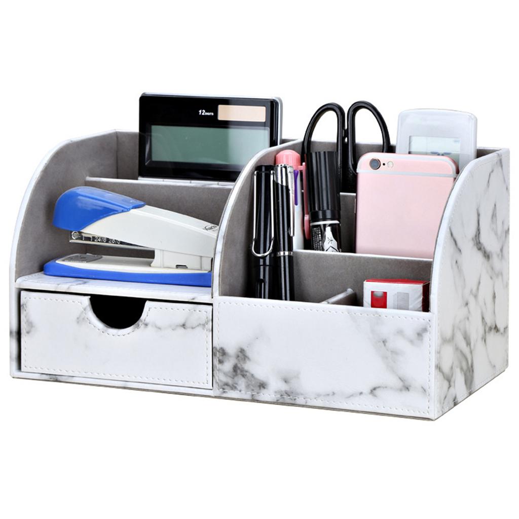 PU Leather Desk Organizer Pencil Holder Office Supplies Caddy Stationery Holder for Home School and Office Supplies